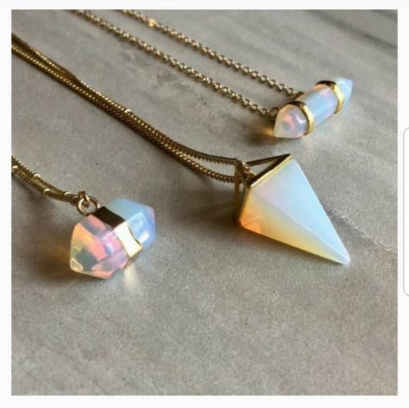 NWT Opalite 14K Gold Necklace 3 Shapes & Lengths - Picture 3 of 8